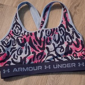 Under Armour Women's Leopard Print Sports Bra - Pink and Black